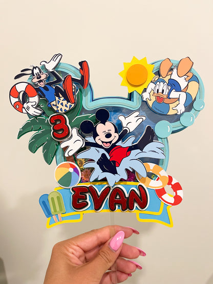Mickey & Minnie Pool Party Cake Toppers