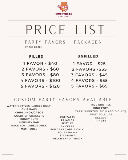 Party Favours - Snacks & Labels